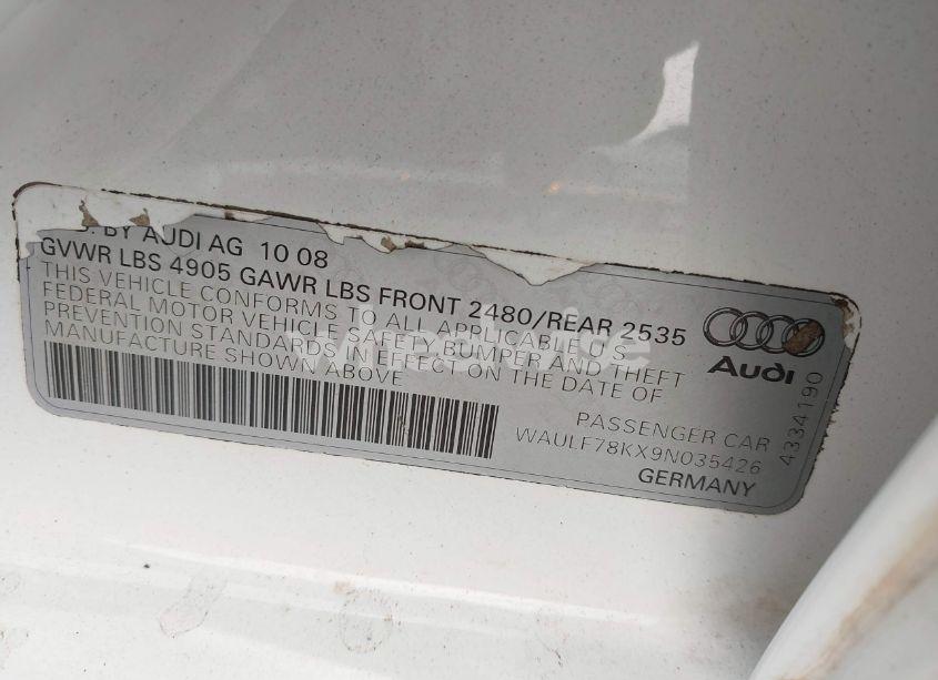 Photo 9 of 2009 Audi A4 2.0T PREMIUM (VIN WAULF78KX9N035426)