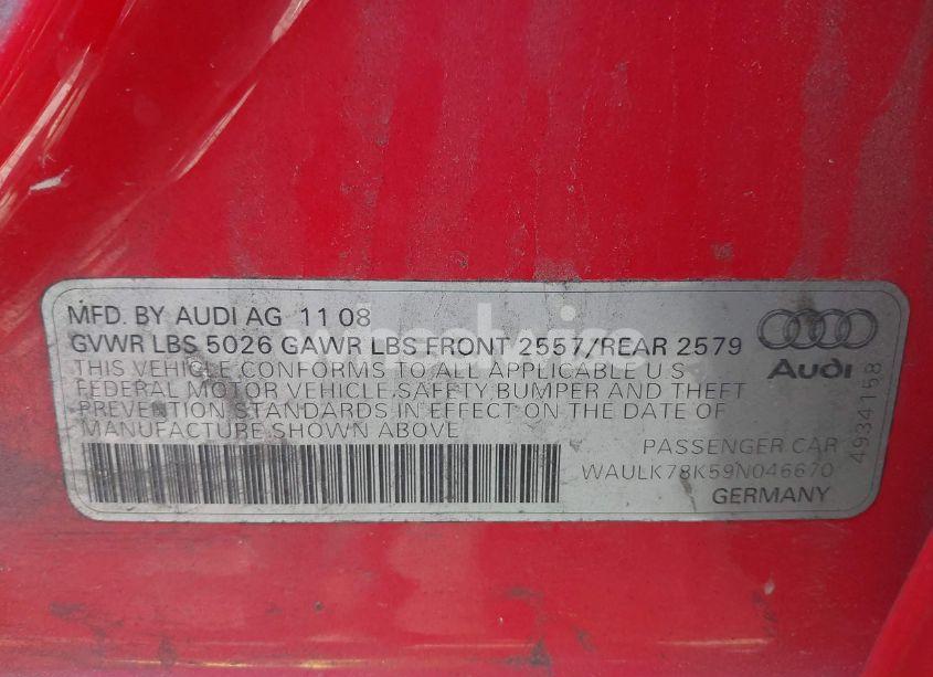 Photo 9 of 2009 Audi A4 3.2 PREMIUM PLUS (VIN WAULK78K59N046670)