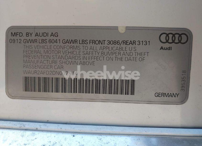 Photo 9 of 2013 Audi A8 L 4.0T (VIN WAUR2AFD2DN012514)