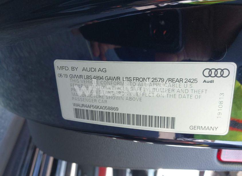 Photo 9 of 2019 Audi S5 3.0T PREMIUM (VIN WAUR4AF56KA058869)