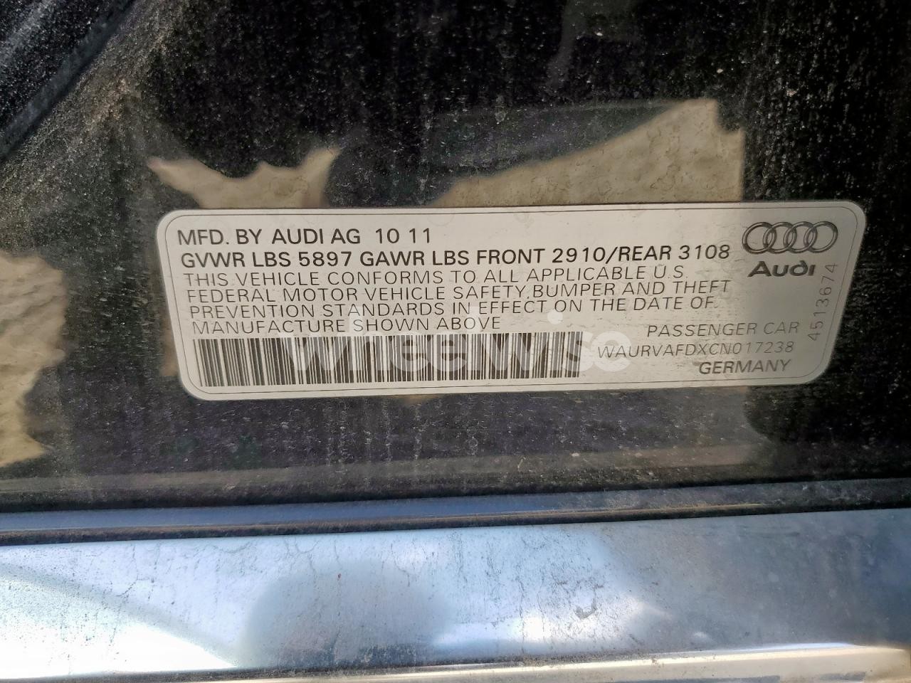 Photo 12 of 2012 AUDI A8 L QUATTRO (VIN WAURVAFDXCN017238)