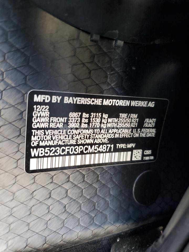Photo 12 of 2023 BMW IX XDRIVE50 (VIN WB523CF03PCM54871)
