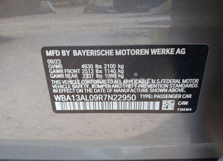 Photo 9 of 2024 Bmw M235 GRAN COUPE I XDRIVE (VIN WBA13AL09R7N22950)