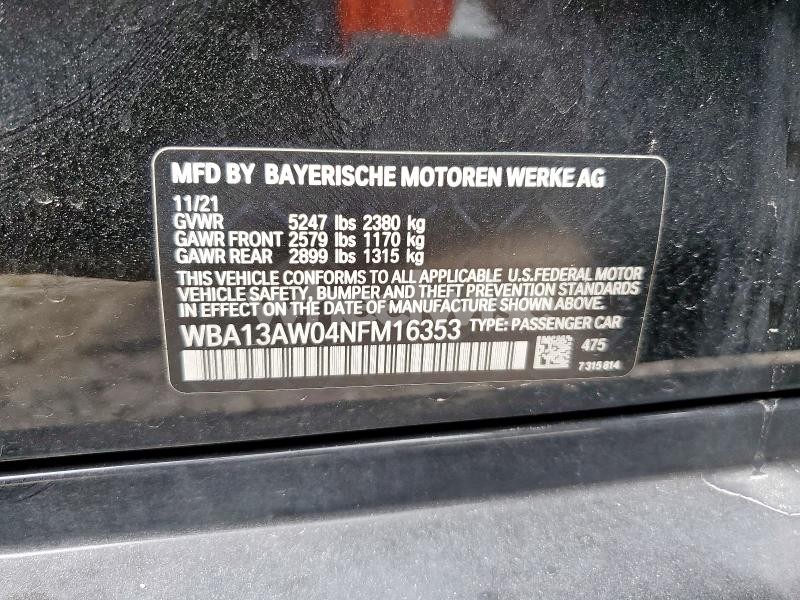 Photo 9 of 2022 BMW M440XI GRAN COUPE (VIN WBA13AW04NFM16353)