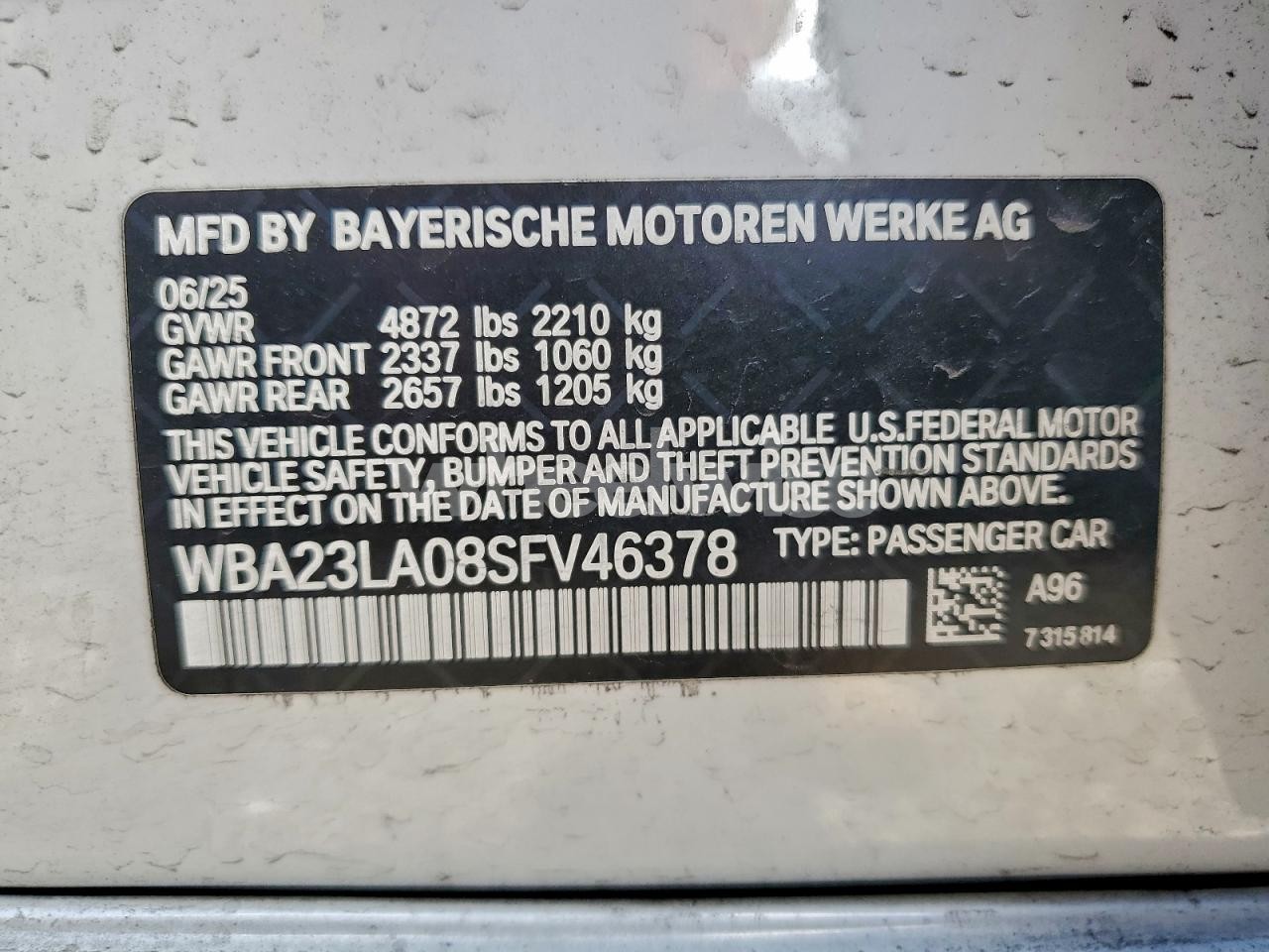 Photo 12 of 2025 B M W 3 SERIES 4D SEDAN 330I XDRIVE MSPORT (VIN WBA23LA08SFV46378)