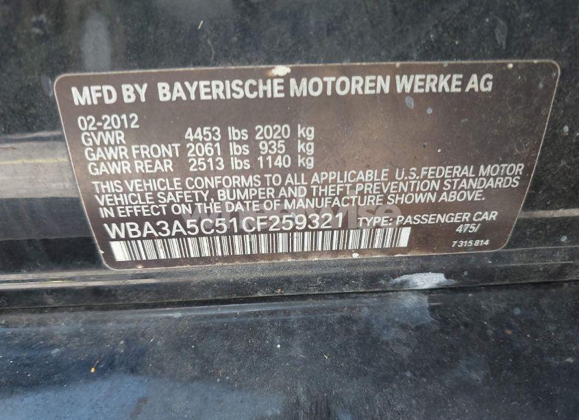 Photo 9 of 2012 Bmw 328i (VIN WBA3A5C51CF259321)