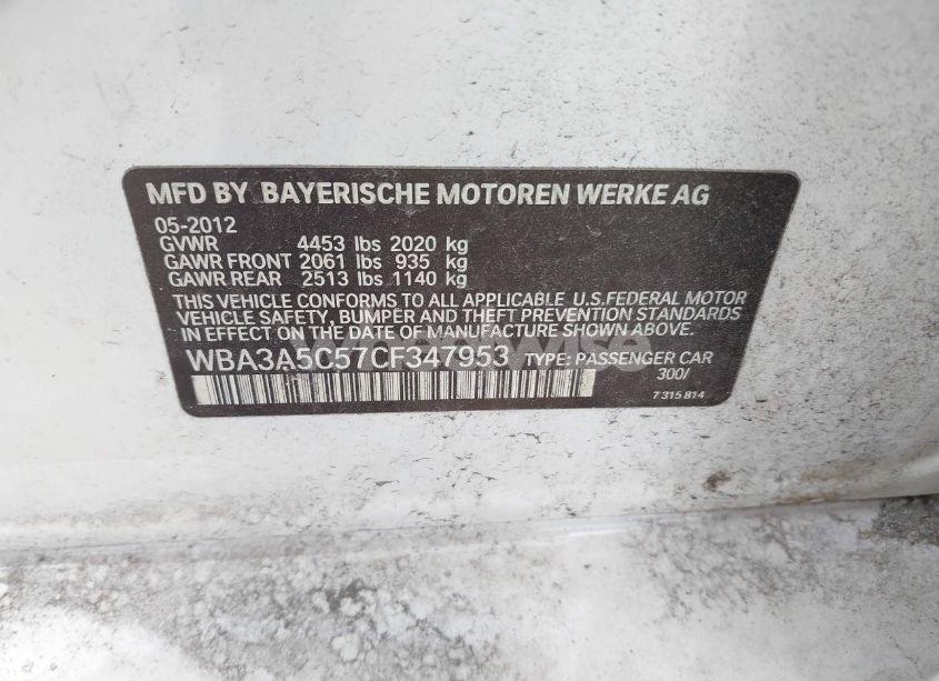 Photo 9 of 2012 Bmw 328i (VIN WBA3A5C57CF347953)