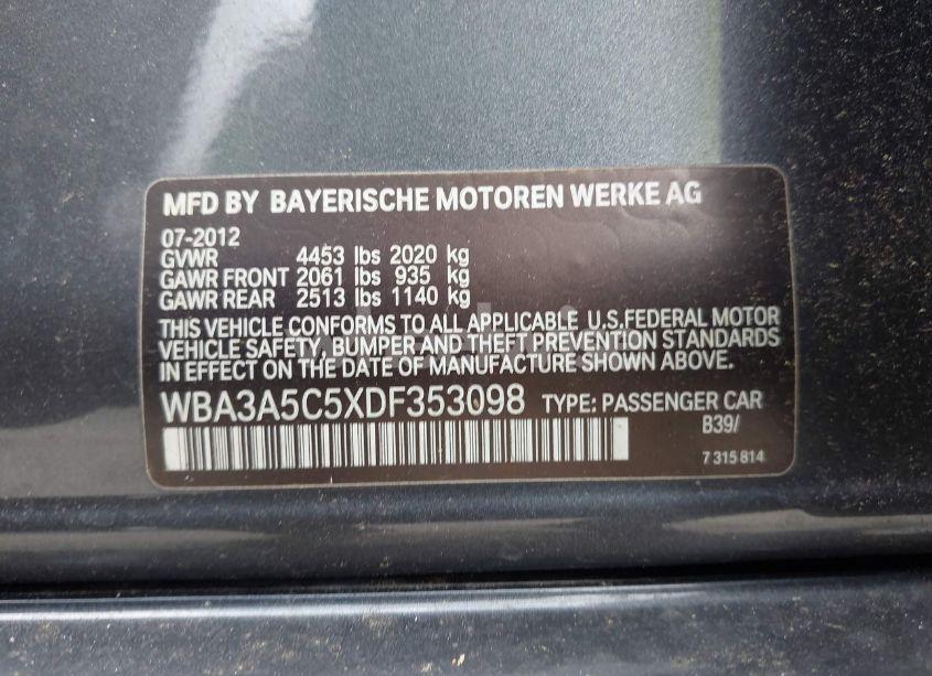 Photo 9 of 2013 Bmw 328i (VIN WBA3A5C5XDF353098)