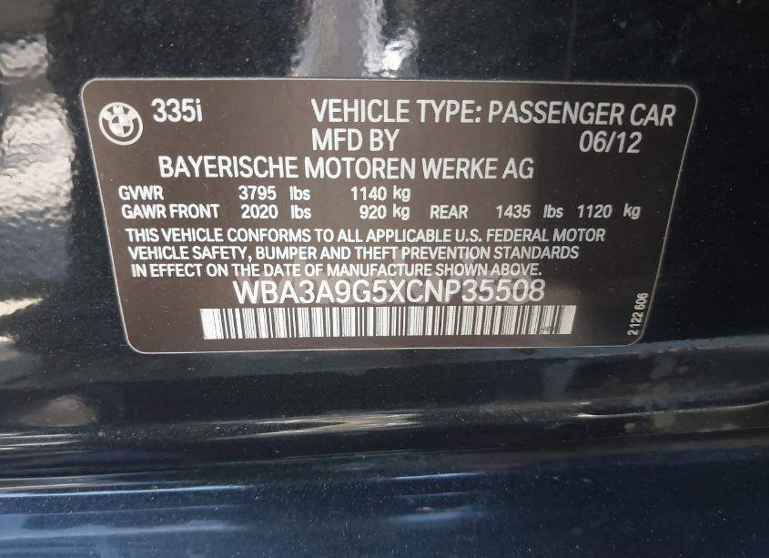 Photo 9 of 2012 Bmw 335i (VIN WBA3A9G5XCNP35508)