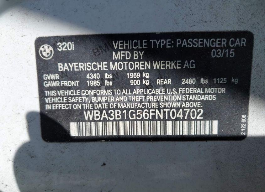 Photo 9 of 2015 Bmw 320i (VIN WBA3B1G56FNT04702)