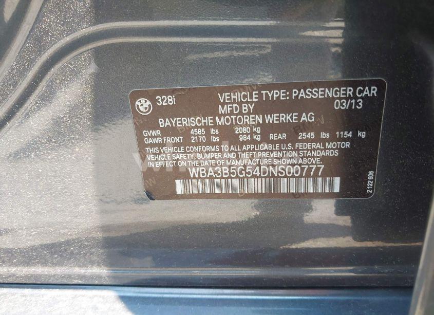 Photo 9 of 2013 Bmw 328i XDRIVE (VIN WBA3B5G54DNS00777)