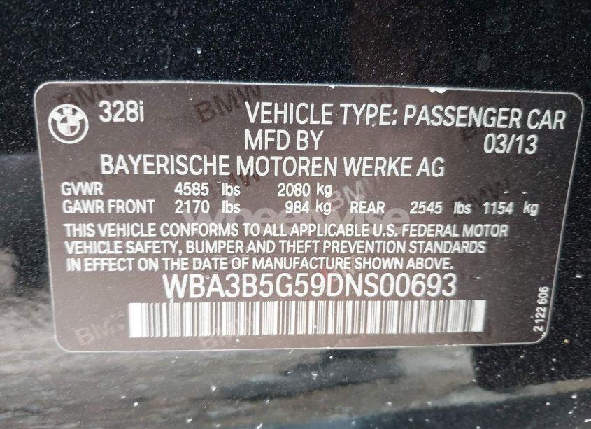 Photo 9 of 2013 Bmw 328i XDRIVE (VIN WBA3B5G59DNS00693)