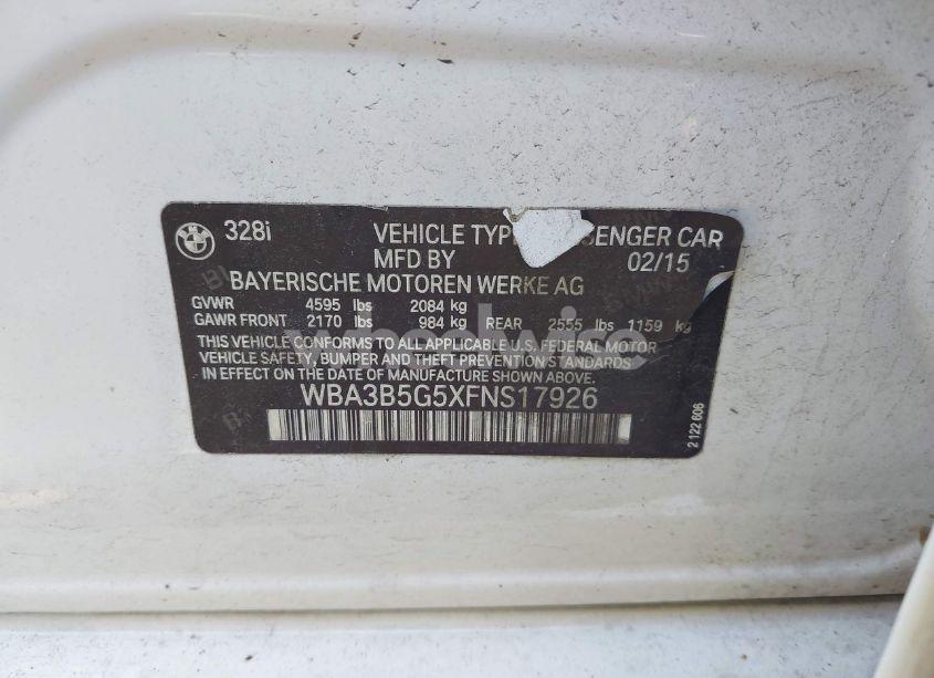 Photo 9 of 2015 Bmw 328i XDRIVE (VIN WBA3B5G5XFNS17926)