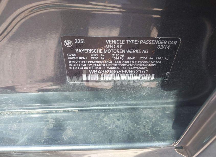 Photo 9 of 2014 Bmw 335i XDRIVE (VIN WBA3B9G58ENR92151)