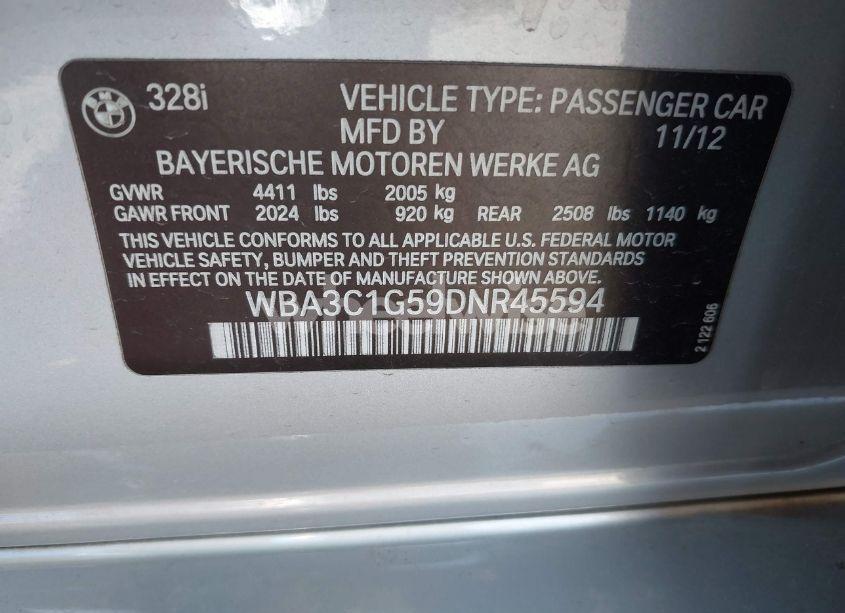 Photo 9 of 2013 Bmw 328i (VIN WBA3C1G59DNR45594)