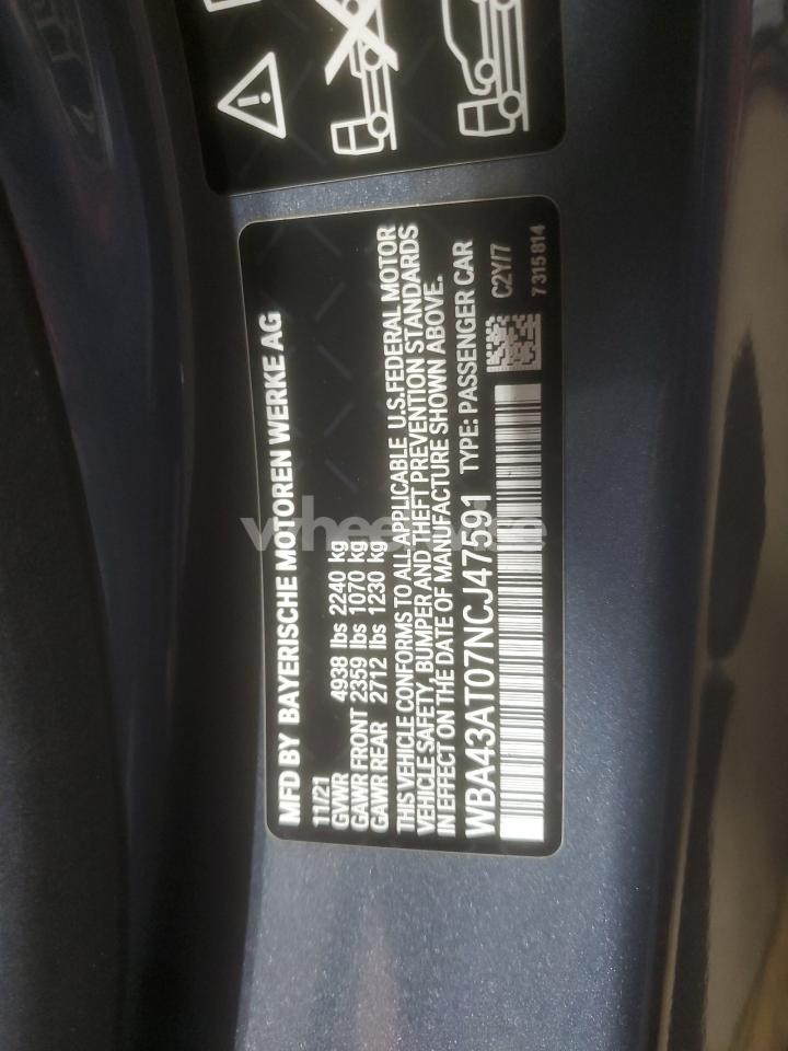 Photo 12 of 2022 BMW 430XI (VIN WBA43AT07NCJ47591)