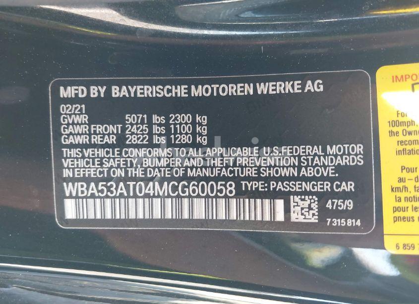 Photo 9 of 2021 Bmw M440i (VIN WBA53AT04MCG60058)