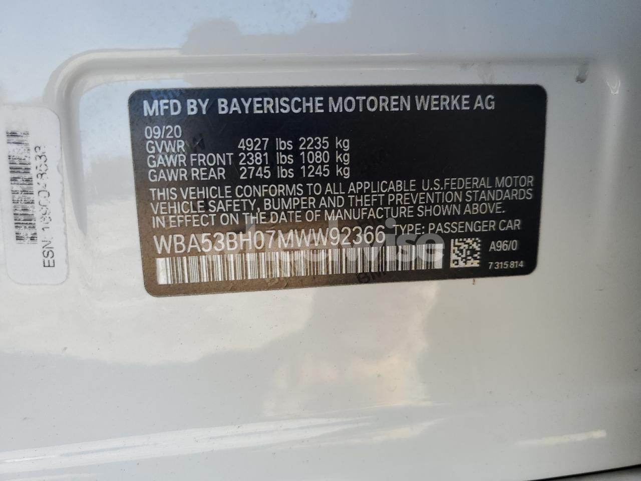 Photo 12 of 2021 BMW 530 I (VIN WBA53BH07MWW92366)