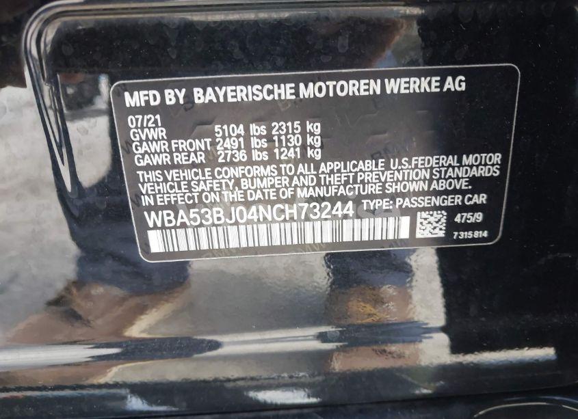 Photo 9 of 2022 Bmw 540 I (VIN WBA53BJ04NCH73244)