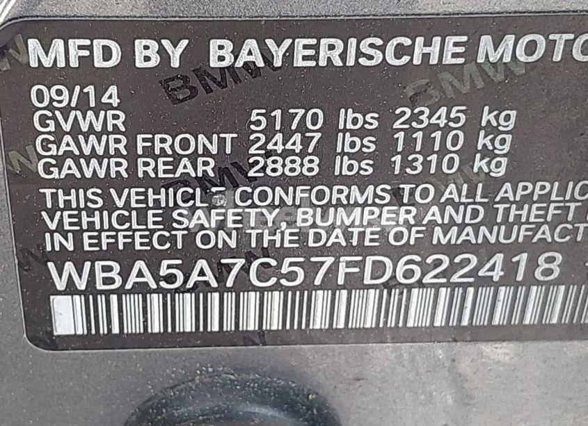 Photo 9 of 2015 Bmw 528i XDRIVE (VIN WBA5A7C57FD622418)