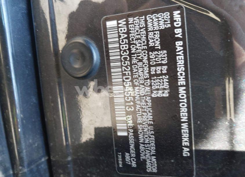 Photo 9 of 2015 Bmw 535i XDRIVE (VIN WBA5B3C52FD545513)