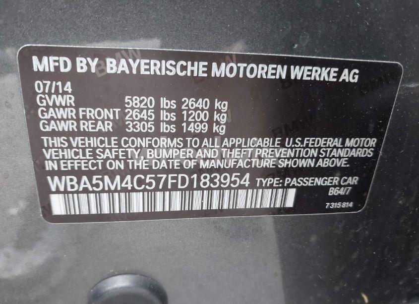 Photo 9 of 2015 Bmw 535i GRAN TURISMO XDRIVE (VIN WBA5M4C57FD183954)