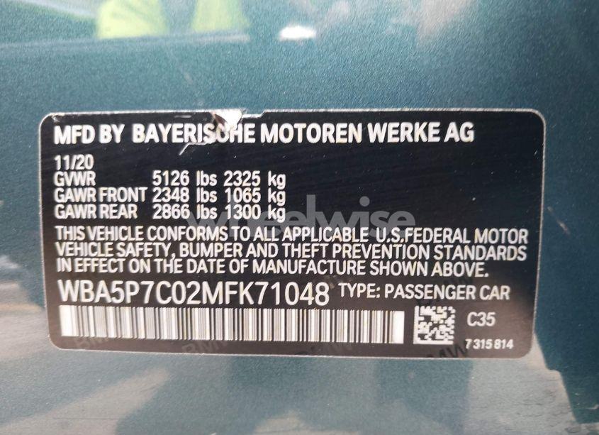 Photo 9 of 2021 Bmw 3 SERIES 330E (VIN WBA5P7C02MFK71048)