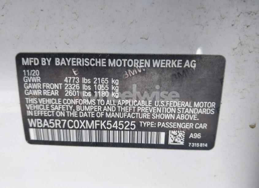 Photo 9 of 2021 Bmw 330i XDRIVE (VIN WBA5R7C0XMFK54525)
