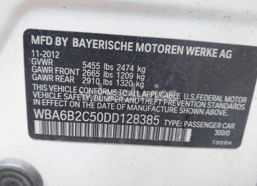 Photo 9 of 2013 Bmw 650i GRAN COUPE (VIN WBA6B2C50DD128385)