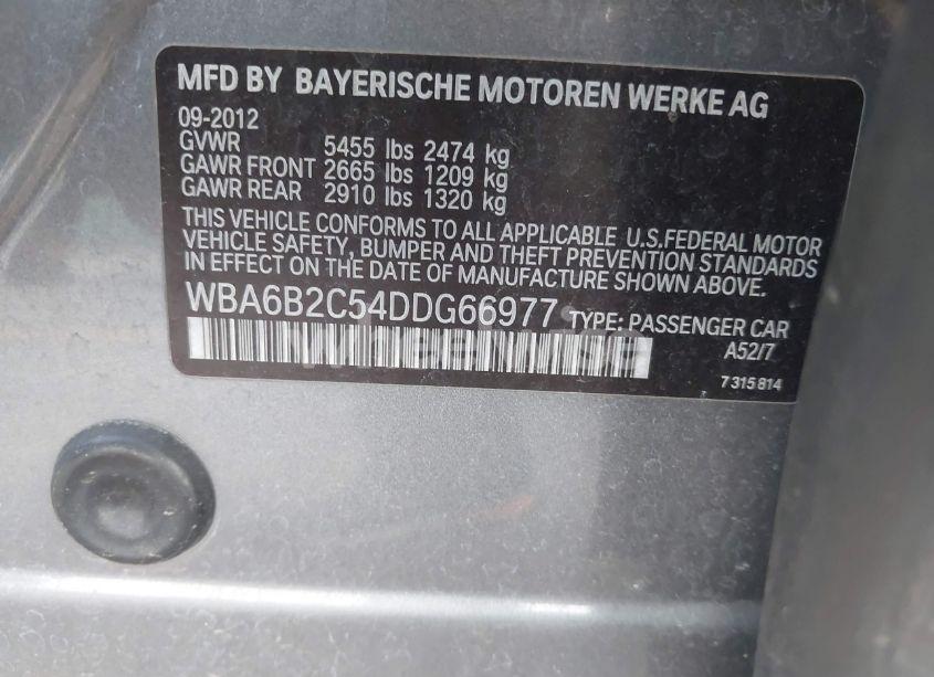 Photo 9 of 2013 Bmw 650i GRAN COUPE (VIN WBA6B2C54DDG66977)