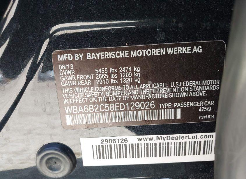 Photo 9 of 2014 Bmw 650i GRAN COUPE (VIN WBA6B2C58ED129026)
