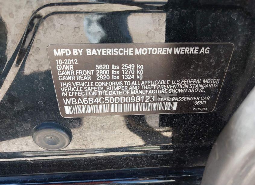 Photo 9 of 2013 Bmw 650i GRAN COUPE XDRIVE (VIN WBA6B4C50DD098123)