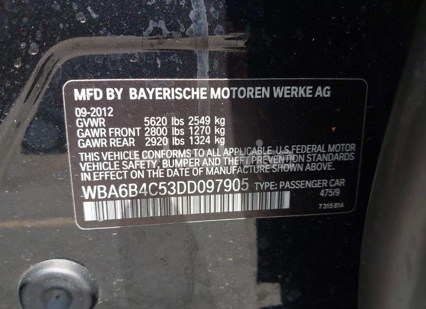 Photo 9 of 2013 Bmw 650i GRAN COUPE XDRIVE (VIN WBA6B4C53DD097905)