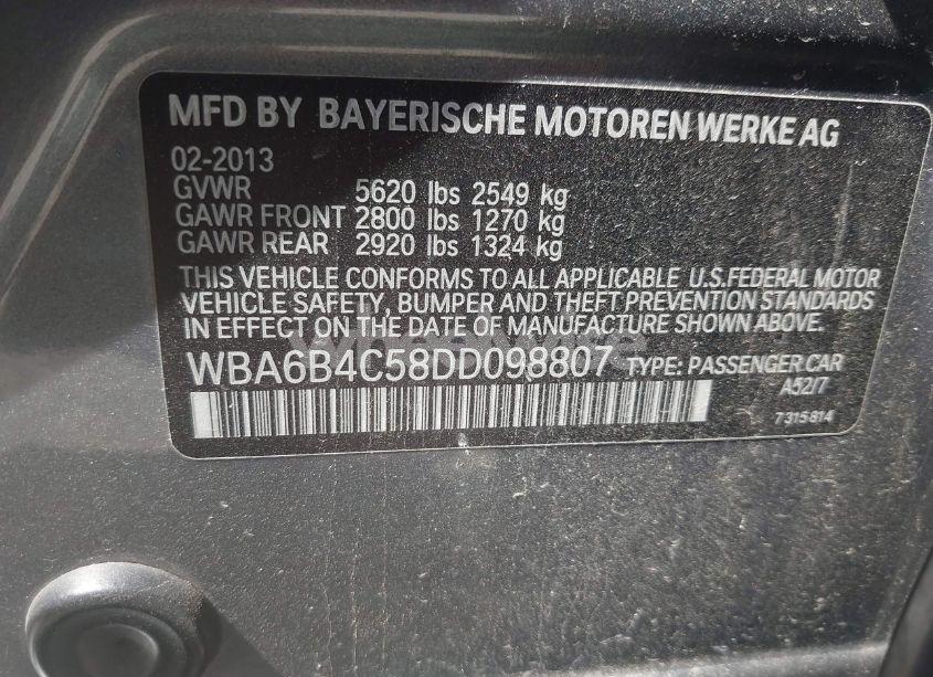 Photo 9 of 2013 Bmw 650i GRAN COUPE XDRIVE (VIN WBA6B4C58DD098807)