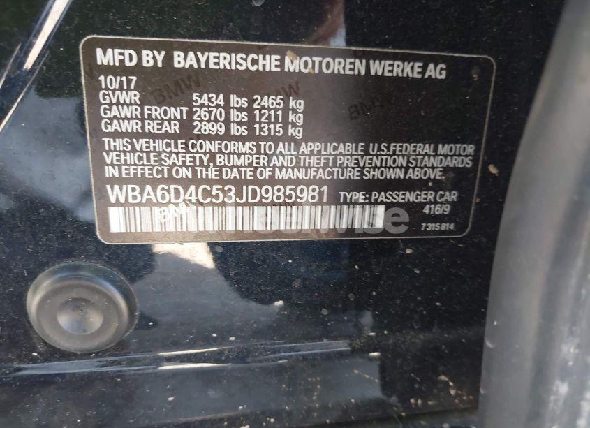 Photo 9 of 2018 Bmw 650i GRAN COUPE (VIN WBA6D4C53JD985981)