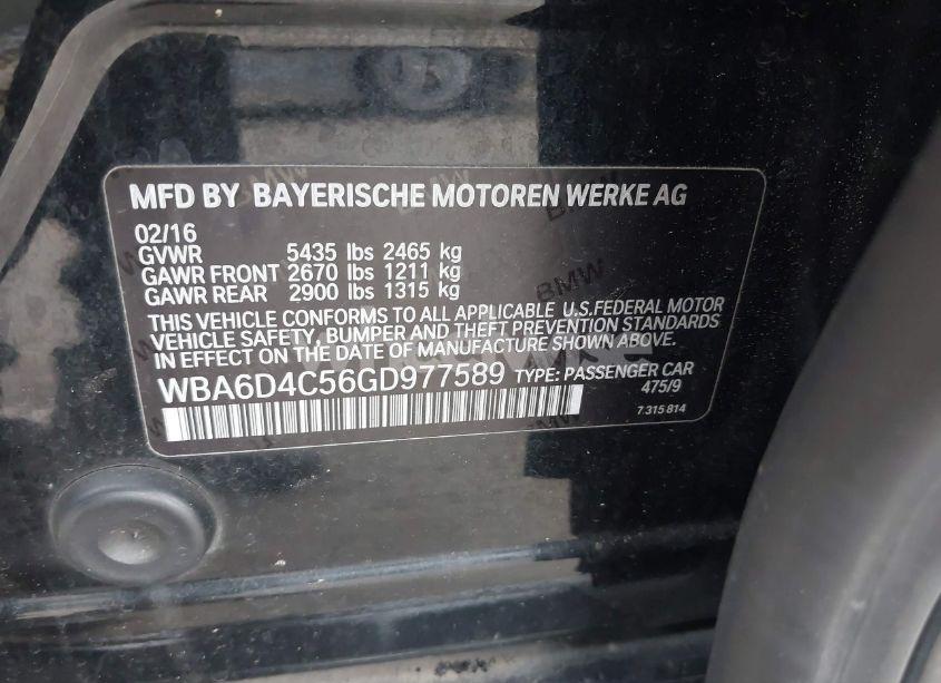 Photo 9 of 2016 Bmw 650i GRAN COUPE (VIN WBA6D4C56GD977589)