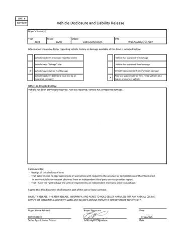 2024 BMW 228XI (VIN WBA73AK06R7N47607) main photo