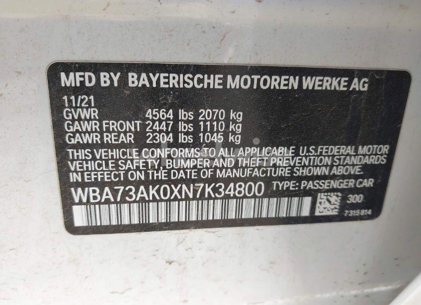 Photo 9 of 2022 Bmw 228 GRAN COUPE I XDRIVE (VIN WBA73AK0XN7K34800)