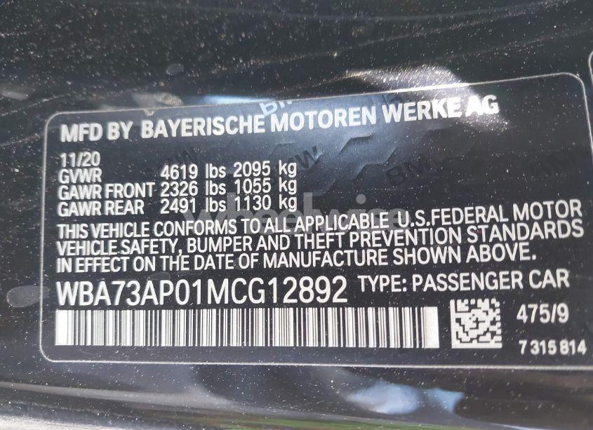 Photo 9 of 2021 Bmw 430i XDRIVE (VIN WBA73AP01MCG12892)