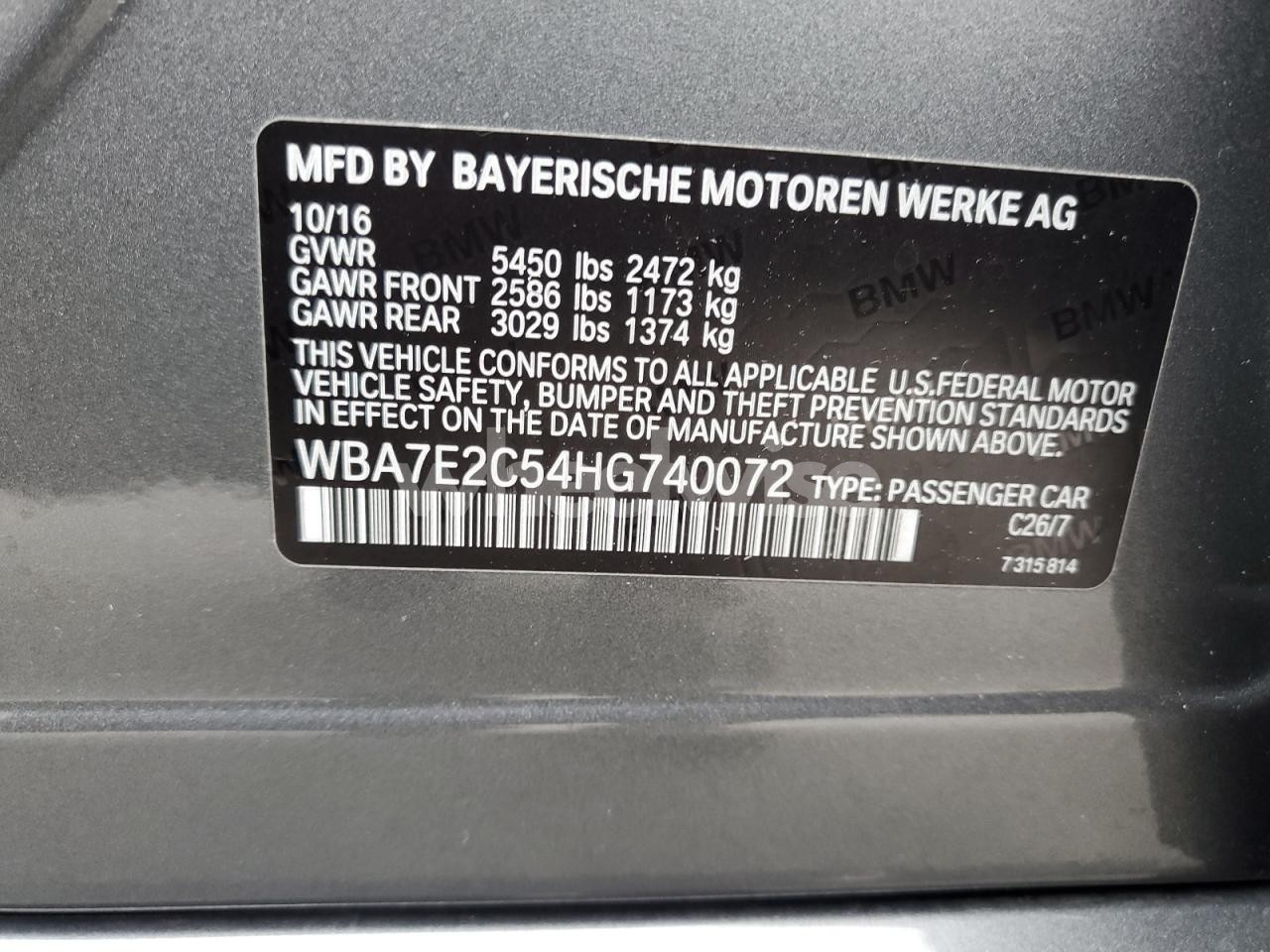 Photo 12 of 2017 BMW 740 I (VIN WBA7E2C54HG740072)