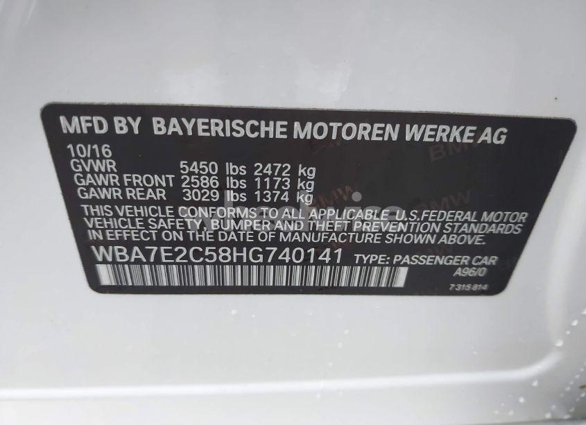 Photo 9 of 2017 Bmw 740i (VIN WBA7E2C58HG740141)