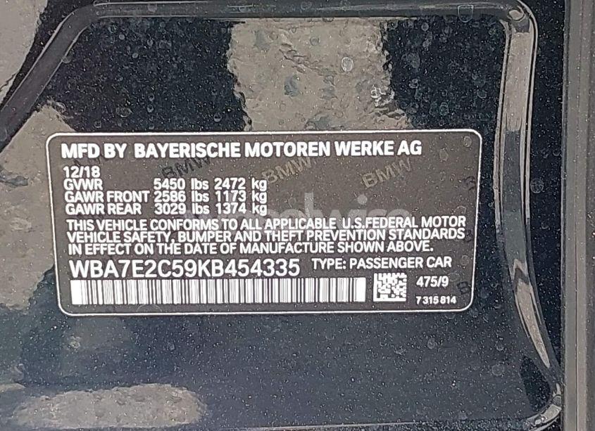 Photo 9 of 2019 Bmw 740i (VIN WBA7E2C59KB454335)