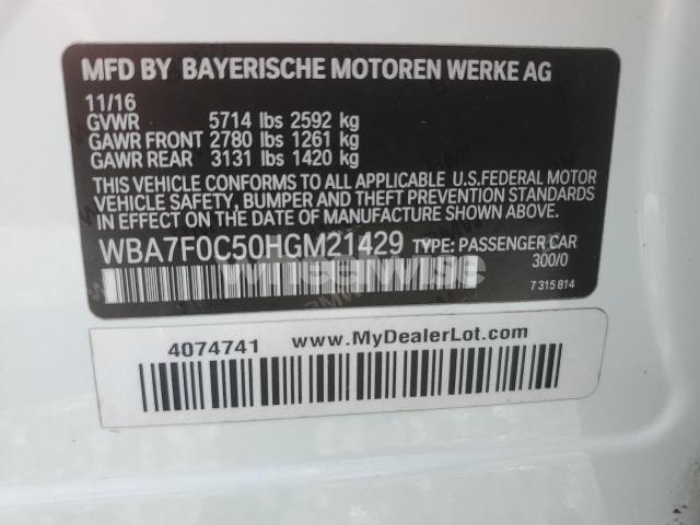 2017 BMW 750 I N/A (VIN WBA7F0C50HGM21429) main photo