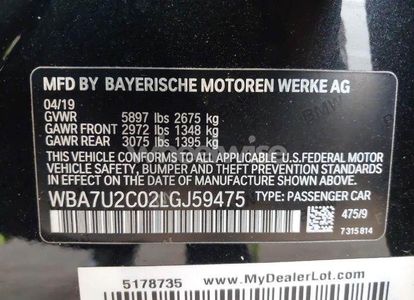 Photo 9 of 2020 Bmw 750i XDRIVE (VIN WBA7U2C02LGJ59475)