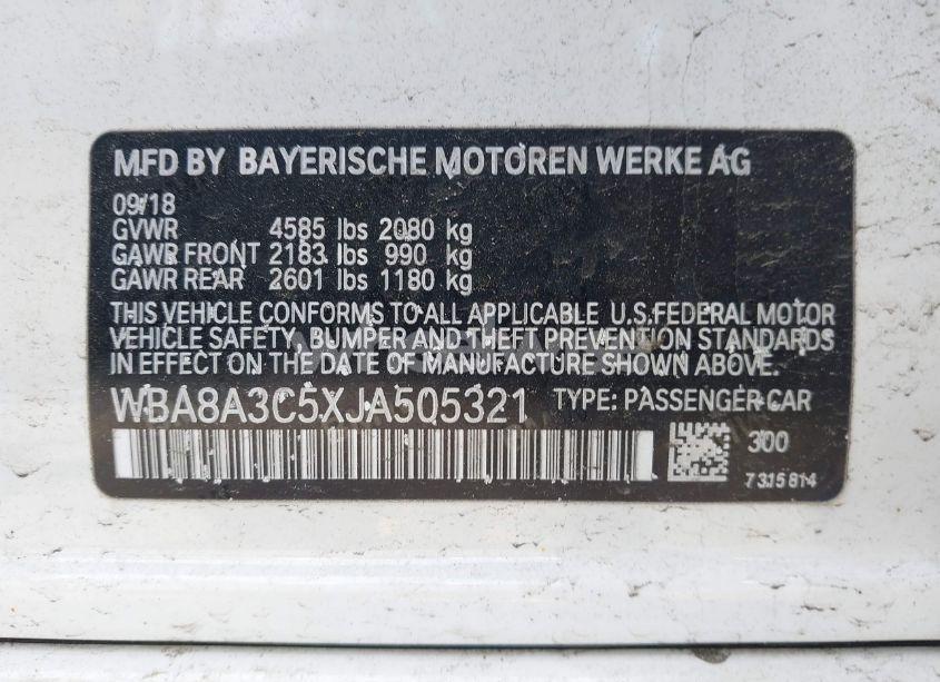 Photo 9 of 2018 Bmw 320i XDRIVE (VIN WBA8A3C5XJA505321)