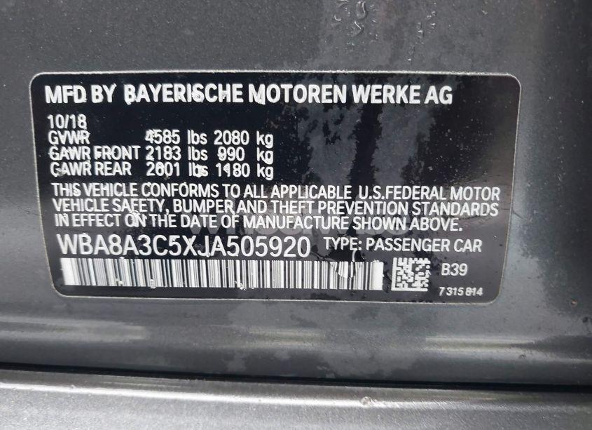 Photo 9 of 2018 Bmw 320i XDRIVE (VIN WBA8A3C5XJA505920)