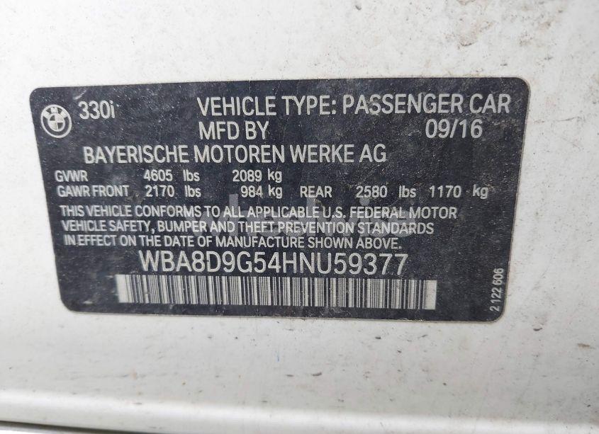 Photo 9 of 2017 Bmw 330i XDRIVE (VIN WBA8D9G54HNU59377)