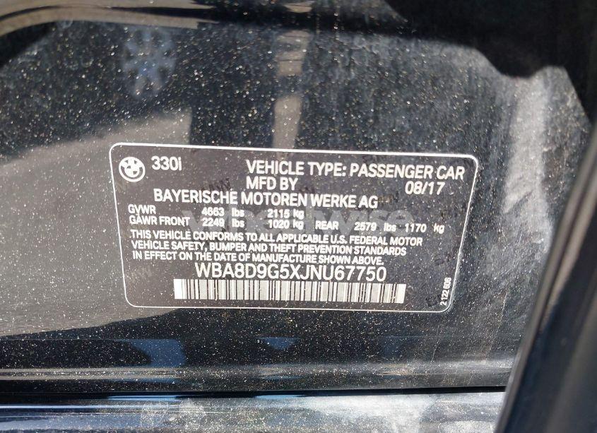 Photo 9 of 2018 Bmw 330i XDRIVE (VIN WBA8D9G5XJNU67750)