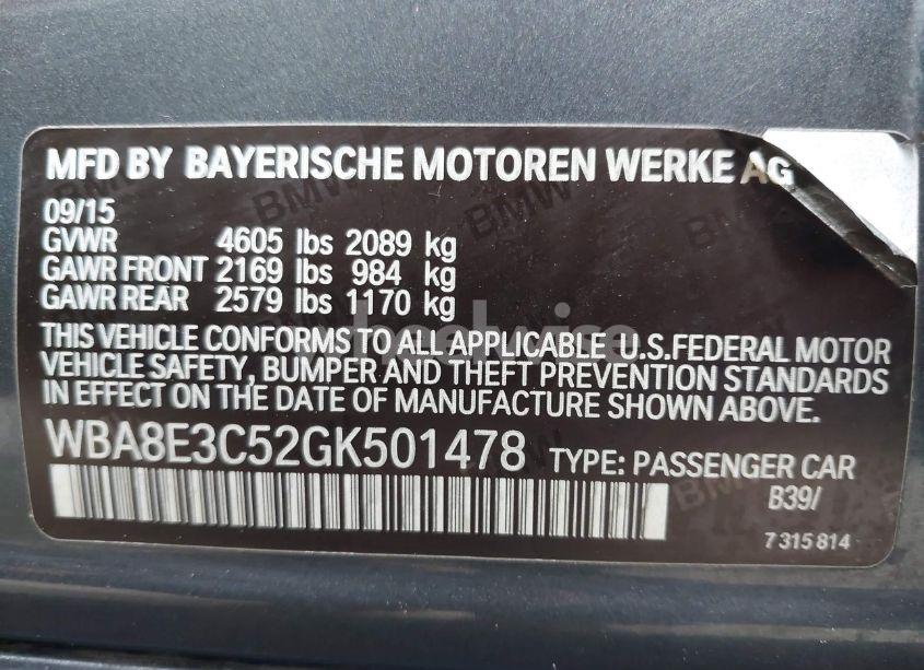 Photo 9 of 2016 Bmw 328i XDRIVE (VIN WBA8E3C52GK501478)