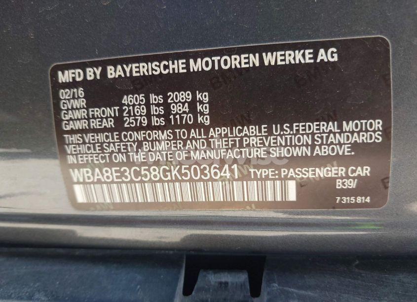 Photo 9 of 2016 Bmw 328i XDRIVE (VIN WBA8E3C58GK503641)